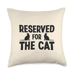 Reserved for the Cat Throw Pillow Cute Cat Lover Decoration, 18x18, Multicolor