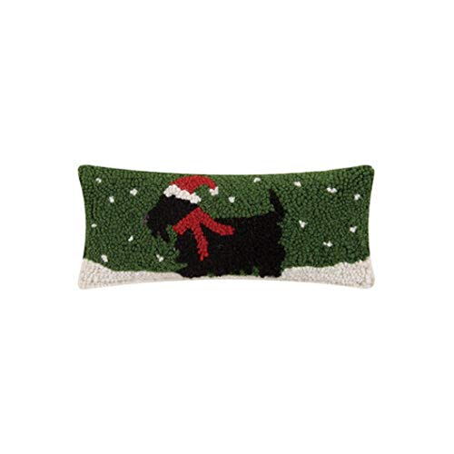 Peking Handicraft 31TG839C05OB Holiday Scottie Hook Pillow, 12-inch Length