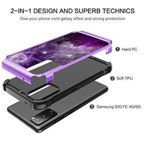 BENTOBEN Samsung S20 FE Case, Galaxy S20 FE Case, Glow in The Dark Dual Layer Hybrid Hard PC Soft TPU Rubber Rugged Anti-Slip Shockproof Protective Cases for Samsung Galaxy S20 FE 4G/5G, Nebula