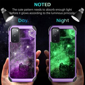 BENTOBEN Samsung S20 FE Case, Galaxy S20 FE Case, Glow in The Dark Dual Layer Hybrid Hard PC Soft TPU Rubber Rugged Anti-Slip Shockproof Protective Cases for Samsung Galaxy S20 FE 4G/5G, Nebula