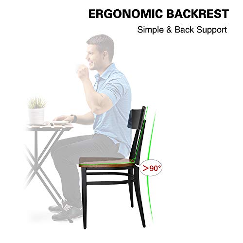 LUCKYERMORE Heavy Duty Dining Chair Set of 2 Solid Wood Kitchen Chair Mid Century Modern Dining Chairs Metal Frame Wooden Seat for Restaurant Commercial