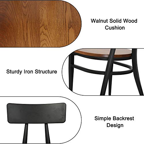 LUCKYERMORE Heavy Duty Dining Chair Set of 2 Solid Wood Kitchen Chair Mid Century Modern Dining Chairs Metal Frame Wooden Seat for Restaurant Commercial