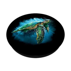 Watercolor Blue Sea Turtle Graphic Art Gift Turtles Lovers PopSockets PopGrip: Swappable Grip for Phones & Tablets