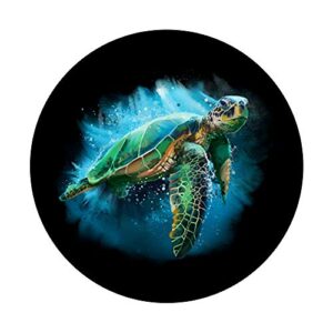 Watercolor Blue Sea Turtle Graphic Art Gift Turtles Lovers PopSockets PopGrip: Swappable Grip for Phones & Tablets