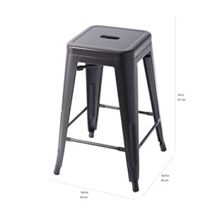 Amazon Basics Metal Bar Stools - 24-Inch, Set of 4, Black