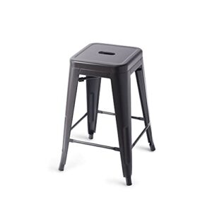 Amazon Basics Metal Bar Stools - 24-Inch, Set of 4, Black