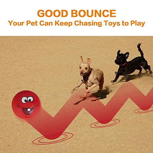 N-S Dog Toy,Squeaky Dog Toys Chewing Durable Teething Latex Rubber Soft Interactive Fetch Play Dog Balls with Funny Face for Puppy Small Medium Pet Dog (5PCS)