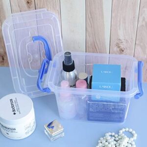 Eagrye 1.5 L Mini Plastic Storage Box, Clear Storage Bin with Handle, 6-Pack, F