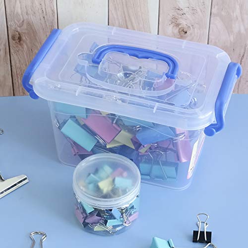 Eagrye 1.5 L Mini Plastic Storage Box, Clear Storage Bin with Handle, 6-Pack, F