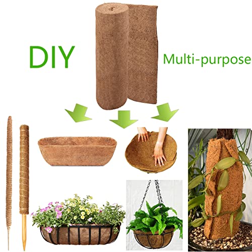 HHTHH Natural Coconut Fiber Liner Sheets 40 x12 inch Coconut Mat Squared Fiber Coir Liner Roll for Garden Decoration Insulation Flowerpot Basket Liner Pet Bed Pad