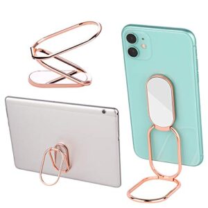 attom tech double-folding phone ring holder 360° rotation zinc alloy metal pink finger ring buckle grip kickstand ultra-thin magnetic car mount vehicle bracket cell phone smartphone tablet (rose gold)