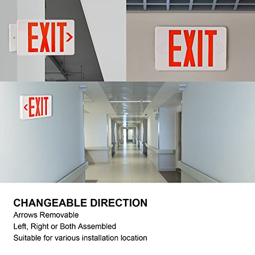 Garrini LED Exit Sign Emergency Light Single or Double Faces Rechargeable UL Certified GX-200NR (Red)