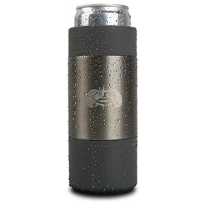 toadfish slim non-tipping can cooler for 12oz cans - suction cup cooler for beer & soda - stainless steel double-wall vacuum insulated cooler - sturdy beverage holder (graphite)