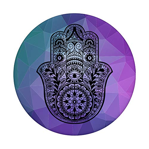 Black Hamsa Hand of Fatima Teal Purple Polygon PopSockets Swappable PopGrip