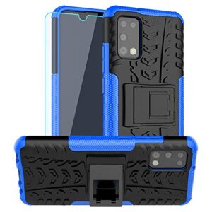 sktgslamy galaxy a02s case,samsung a02s case,with hd screen protector, [shockproof] tough rugged dual layer protective case hybrid kickstand cover for samsung galaxy a02s (blue)