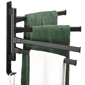 towel rack, wall-mounted non-perforated bathroom storage rack，with 4 arms easy to install, for hanging storage in kitchen or bathroom