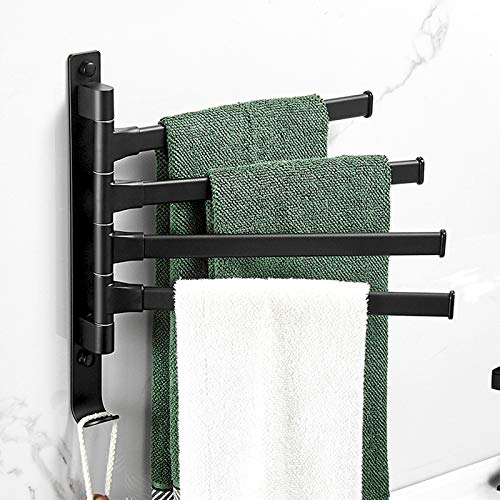 Towel Rack, Wall-Mounted Non-Perforated Bathroom Storage Rack，with 4 Arms Easy to Install, for Hanging Storage in Kitchen or Bathroom