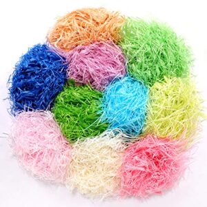 multicolor easter bsket grass, 10 colors paper shred easter grass recyclable paper grass for easter gift basket boxes filler easter party decoration supplies