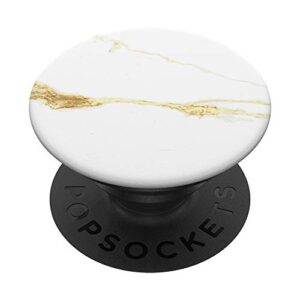 elegant white marble-look - black grey gold - simple modern popsockets popgrip: swappable grip for phones & tablets