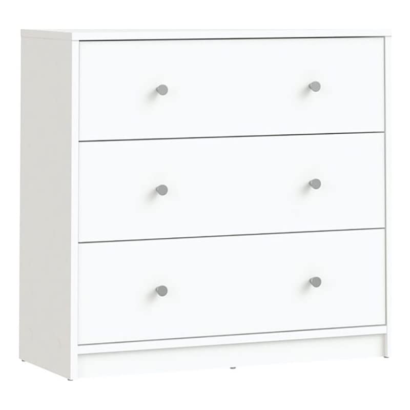 Pemberly Row Contemporary 3 Drawer Chest Dresser in White