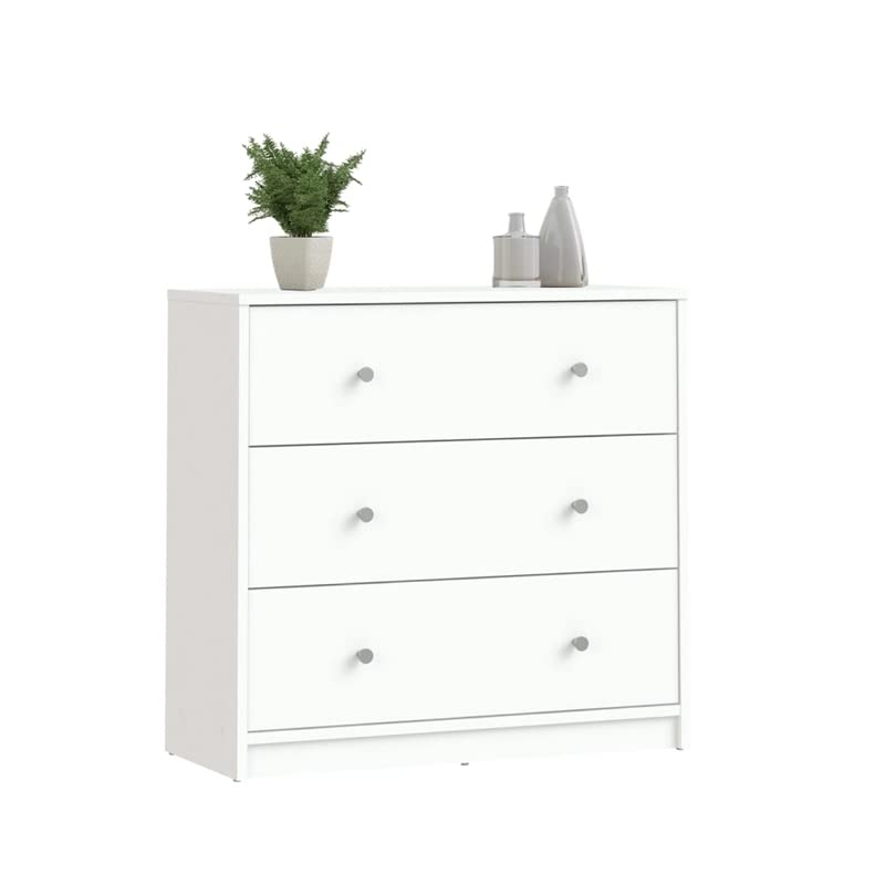 Pemberly Row Contemporary 3 Drawer Chest Dresser in White