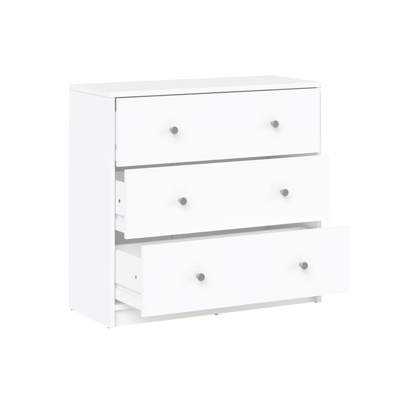 Pemberly Row Contemporary 3 Drawer Chest Dresser in White