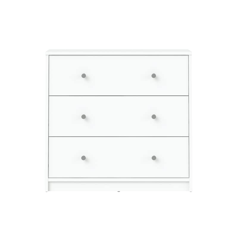 Pemberly Row Contemporary 3 Drawer Chest Dresser in White