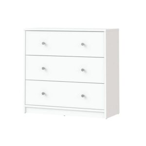 Pemberly Row Contemporary 3 Drawer Chest Dresser in White