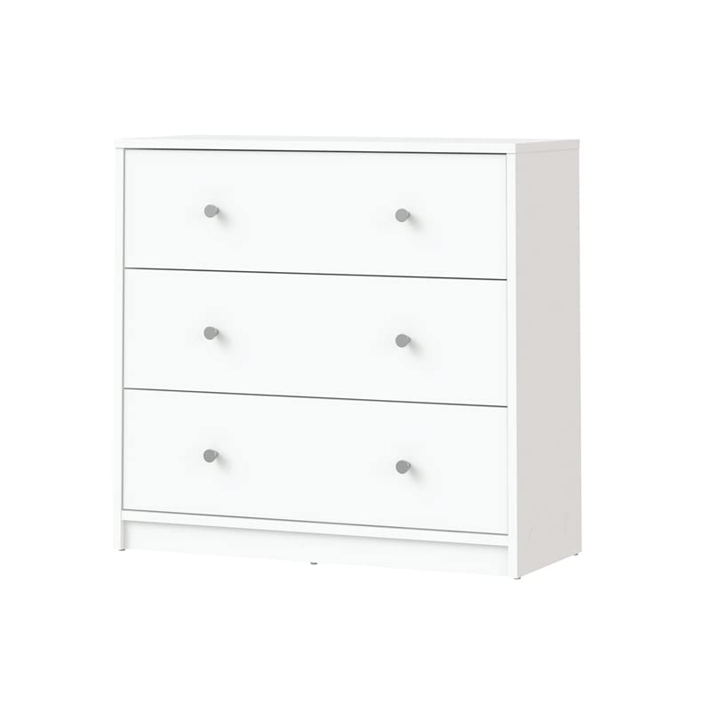 Pemberly Row Contemporary 3 Drawer Chest Dresser in White