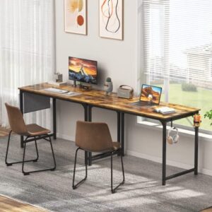 Mr IRONSTONE Computer Desk 47" Home Office Writing Desk, Modern Simple Study Table, Laptop Table with Storage Bag, Cup Holder and Headphone Hook (Rustic Brown)