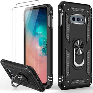 ikazz galaxy s10e case with screen protector,military grade shockproof cover pass 16ft drop test with magnetic kickstand car mount holder protective phone case for samsung galaxy s10e black