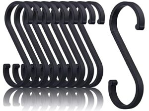 10pcs s hook black s shaped hooks aluminum s shaped hooks heavy duty s hanging hooks lightweight s utility hooks for pots,pans,plants,cups,clothes,towels,kitchen,bedroom,bathroom,office and garden