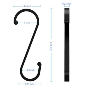 10Pcs S Hook Black S Shaped Hooks Aluminum S Shaped Hooks Heavy Duty S Hanging Hooks Lightweight S Utility Hooks for Pots,Pans,Plants,Cups,Clothes,Towels,Kitchen,Bedroom,Bathroom,Office and Garden