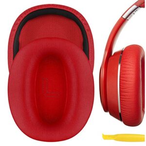 geekria quickfit protein leather replacement ear pads for edifier w820bt, w828nb headphones ear cushions, headset earpads, ear cups repair parts (red)
