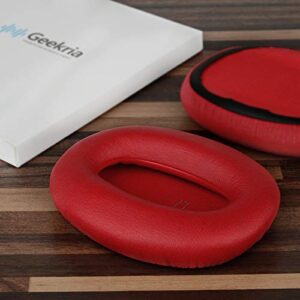 Geekria QuickFit Protein Leather Replacement Ear Pads for Edifier W820BT, W828NB Headphones Ear Cushions, Headset Earpads, Ear Cups Repair Parts (Red)