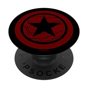 marvel the falcon and the winter soldier bucky red logo popsockets popgrip: swappable grip for phones & tablets