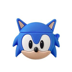 varwaneo cartoon sonic 3d silicone earphone protective case for airpods 1/2/pro, wireless bluetooth headset case cover soft shell (for airpods 1 2)