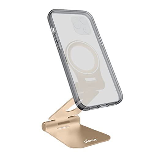 Sonix Magnetic Adjustable Cell Phone Desk Stand Pedestal Compatible with Apple MagSafe (Gold)