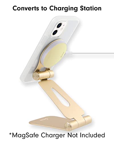 Sonix Magnetic Adjustable Cell Phone Desk Stand Pedestal Compatible with Apple MagSafe (Gold)