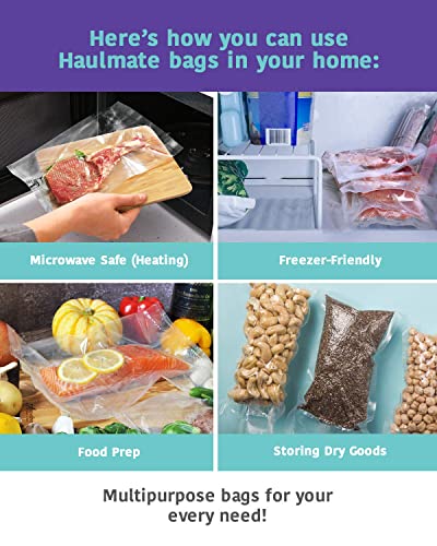 HAULMATE Vacuum Seal Bags (Set of 2) - 8"x50" Food Saver Vacuum Sealer Bags Rolls with Roll Cutter, Maximum Airtight Sealer Suction, 7-Layer Pierce-Resistant Material, Clamp Vacuum Sealer Compatible