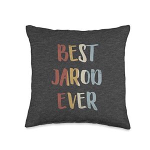 custom jarod gifts & designs for boys best jarod ever retro vintage name gift dark heather gray throw pillow, 16x16, multicolor