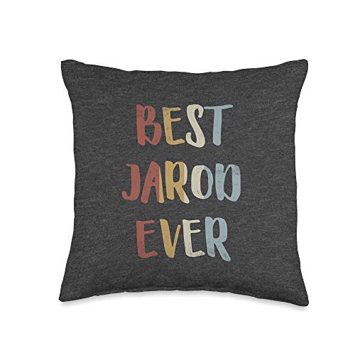 Custom Jarod Gifts & Designs for Boys Best Jarod Ever Retro Vintage Name Gift Dark Heather Gray Throw Pillow, 16x16, Multicolor
