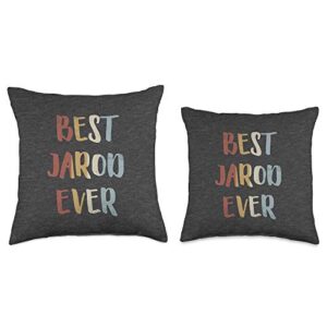 Custom Jarod Gifts & Designs for Boys Best Jarod Ever Retro Vintage Name Gift Dark Heather Gray Throw Pillow, 16x16, Multicolor