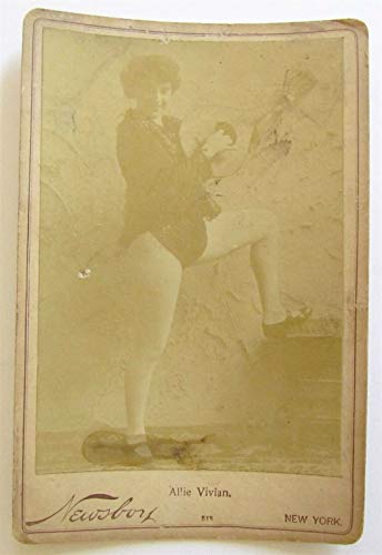 VICTORIAN antique CABINET PHOTO ACTRESS ALLIE VIVIAN w/MANDOLIN by NEWSBOY