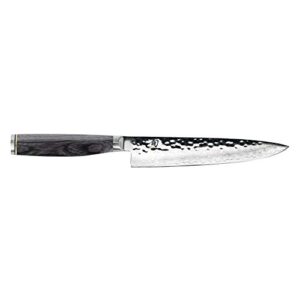 shun cutlery premier grey utility knife 6.5", narrow, straight-bladed kitchen knife perfect for precise cuts, ideal for preparing sandwiches or trimming small vegetables, handcrafted japanese knife