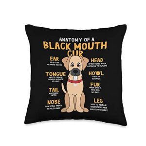 black mouth cur funny anatomy black mouth cur anatomy funny dog mom dad cute gift throw pillow, 16x16, multicolor