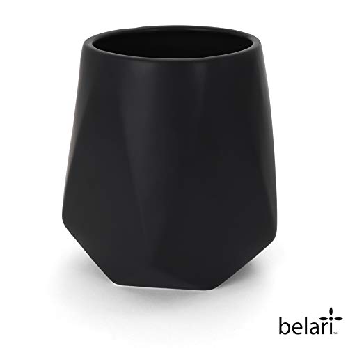 Belari Faceted Storage Canister - Food Storage Container for Kitchen Organization - Ceramic Kitchen Storage Containers - Kitchen Canisters - Kitchen Counter Organizers and Storage (Large, Black)