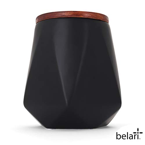 Belari Faceted Storage Canister - Food Storage Container for Kitchen Organization - Ceramic Kitchen Storage Containers - Kitchen Canisters - Kitchen Counter Organizers and Storage (Large, Black)