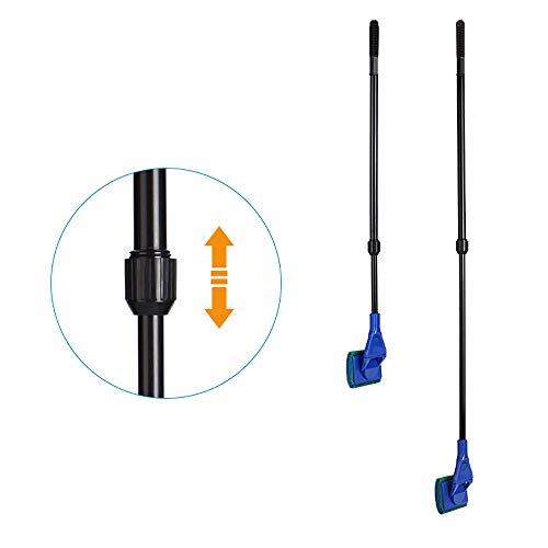 Newpet-Thermo 5 in 1 Aquarium/Fish Tank Cleaning Tools Fish Tank Cleaner Set including Algae Scraper, Fish Net, Sponge, Plant Fork, Gravel Rake for Long Deep Fish Tanks