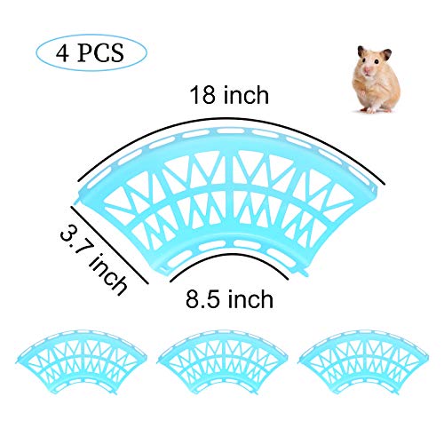 WishLotus Hamster Track 4Pcs, Hamster Jogging Exercise Ball Track Detachable DIY Hamster Running Track Doing More Activities Plastic Hamster Ball Track for 12cm, 14cm, 16cm, 18cm Running Balls (Blue)